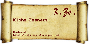 Klohs Zsanett névjegykártya